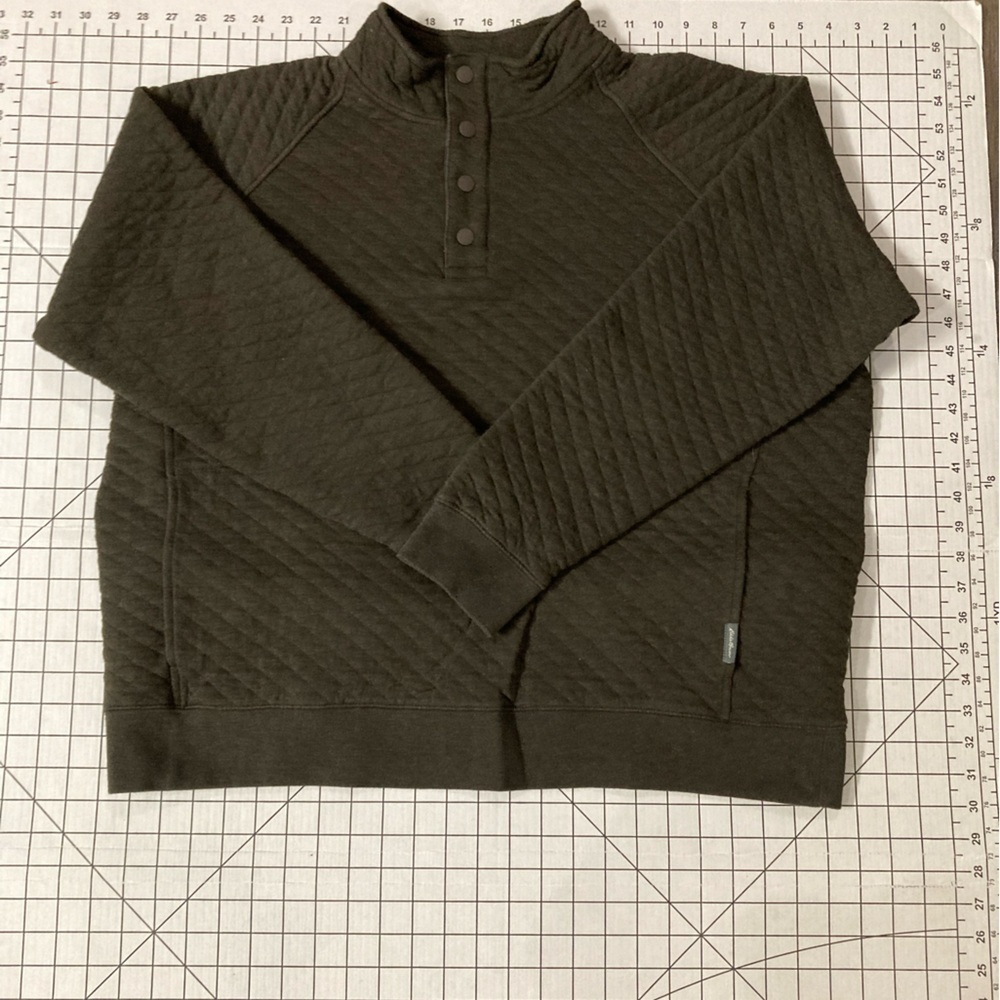 Eddie Bauer Men’s Large‎ Brown Quilted 1/4 Button Snap Sweater